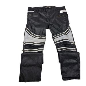 Robin's Jeans The Show Motorcycle W42 L35 Men Black White Coated Slim